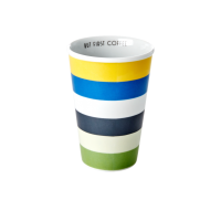Porcelain Tall Cup with Blue & Green Stripe Print By Rice DK